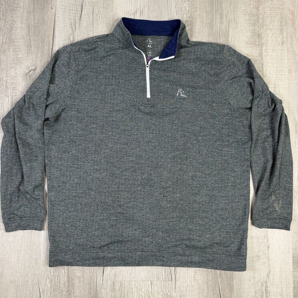 Rhoback Herringbone Jaquard Quarter Zip Performance Pullover XL Men Grey Golf RB